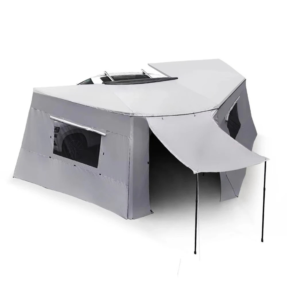 Outdoor Camping Roof Top Awning Tent for Car Side 4WD 4x4 Waterproof Double Layer Free-standing 270 Degree Side Wall Four-Season