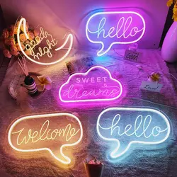 Hello Dream LED Neon Light Sign Neon Sign Panel Holiday Christmas Party Wedding Decorations Home Wall Decor Neon Lamp Gifts