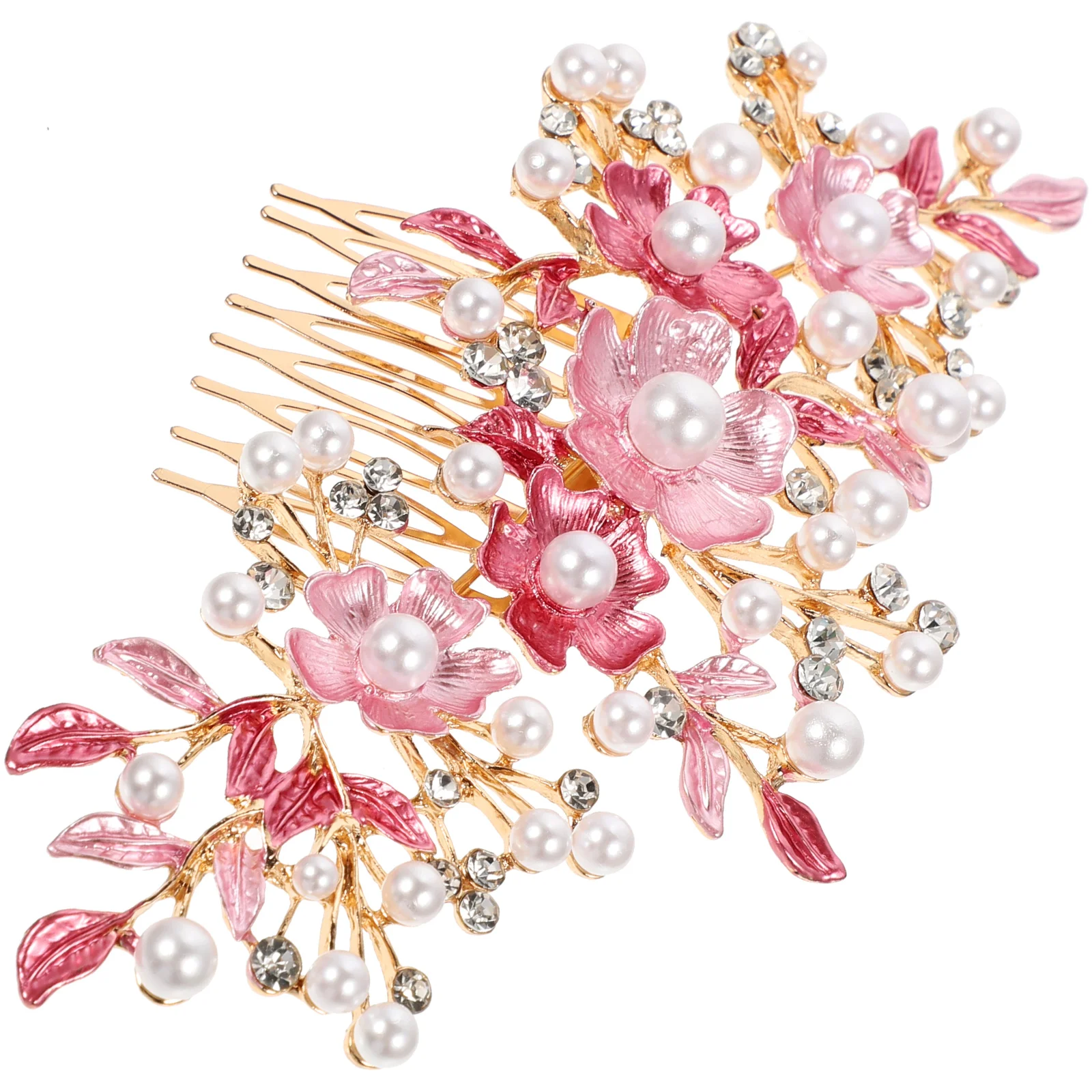 Spina per gioielli per capelli Pettine laterale per sposa Accessori da sposa per spose 155X7CM Ragazze da sposa Perle rosa Damigella d'onore