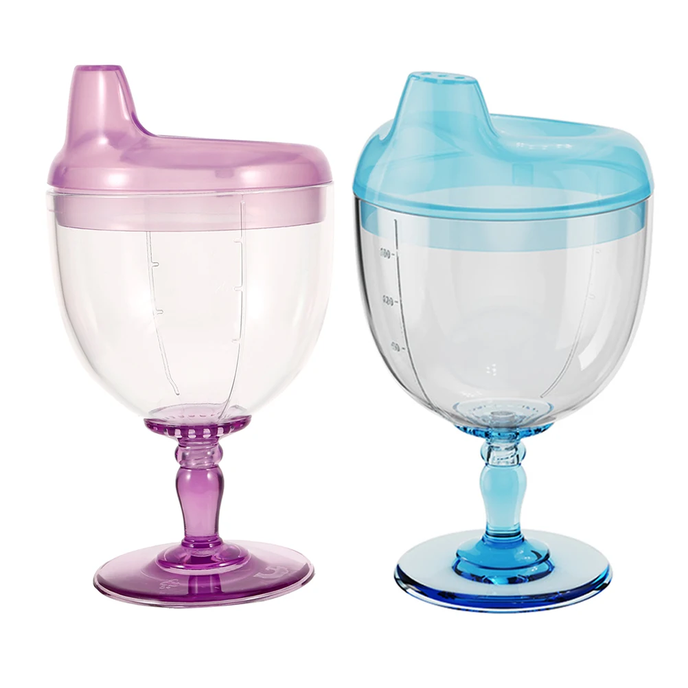 

2 Pcs 180ml Anti-fall Stemware High Transparency Kids Cups Shatterproof Toddler Milk Juice Design Baby Drinking Glass