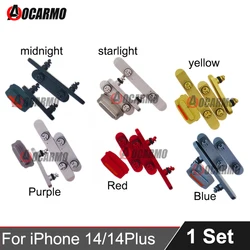 Aocarmo For Apple iPhone 14 / 14p 14 Plus Side Key Power On Off Volume Mute Buttons Replacement Parts Midnight Starlight Blue