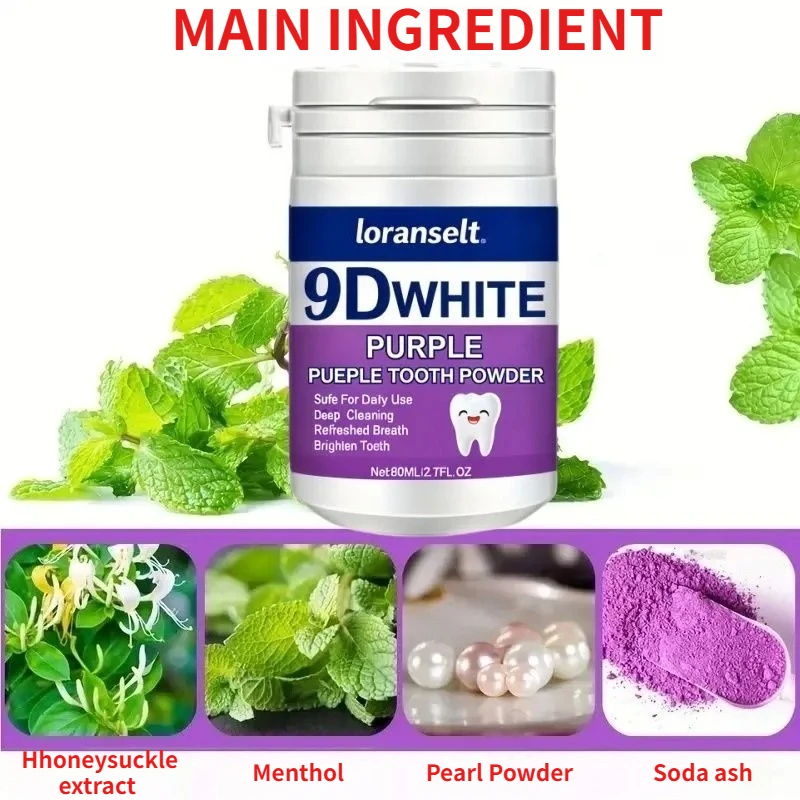 

Teeth Whitening Powde Purple Teeth Powder Enamel Safe Toothpaste Whitening Powder Covering Oral Odor and Removing Tooth Stains