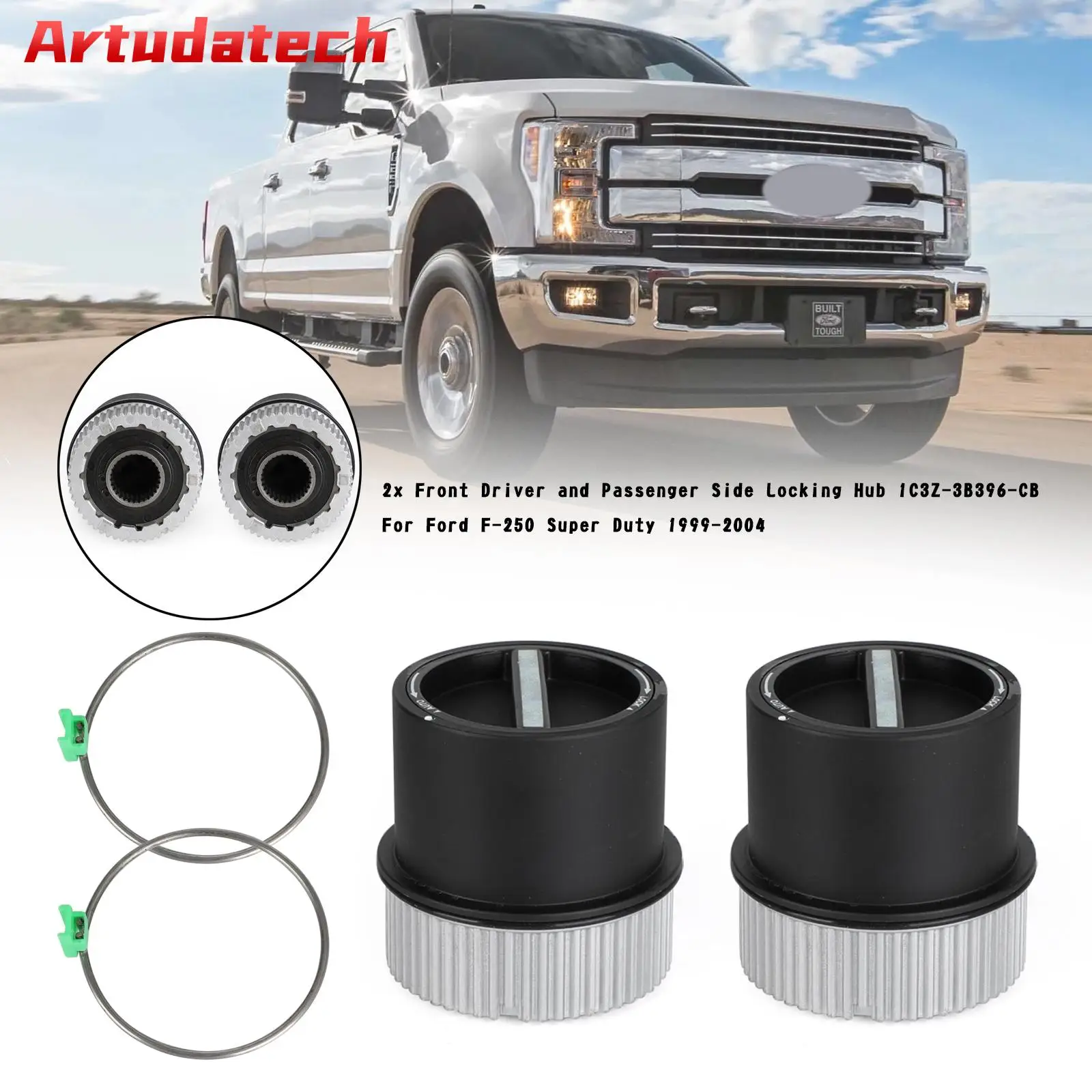 Artudatech 2x Front Locking Hub 1C3Z-3B396-CB For Ford F-250 Super Duty 1999 2000 2001 2002 2003 2004