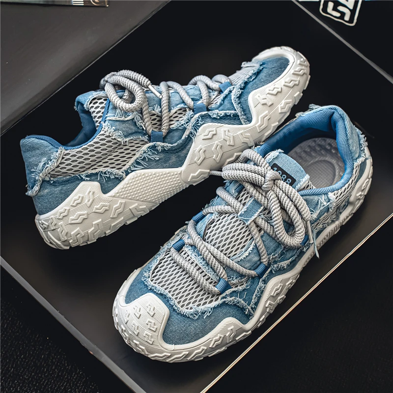 Men Casual Platform Sneakers Breathable Mesh Lightweight Non Slip Office School Street Teenage Shoes