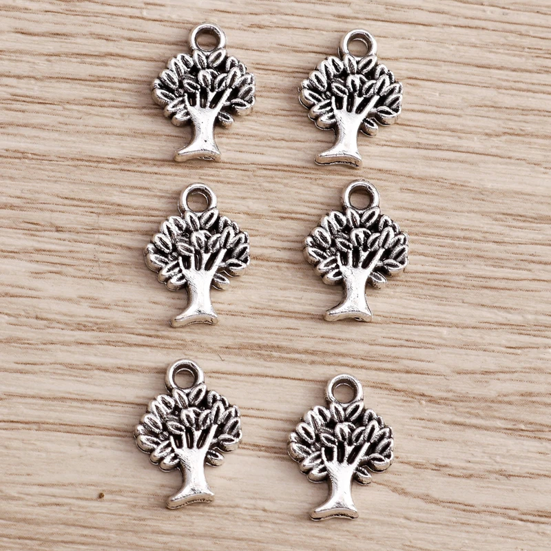Tusember 50 Stück Legierung Niedliche Metall-Baum-Anhänger für Halsketten, Ohrringe, Armbänder, Modischer Handgefertigter Schmuck zum Selbermachen – Detail 5