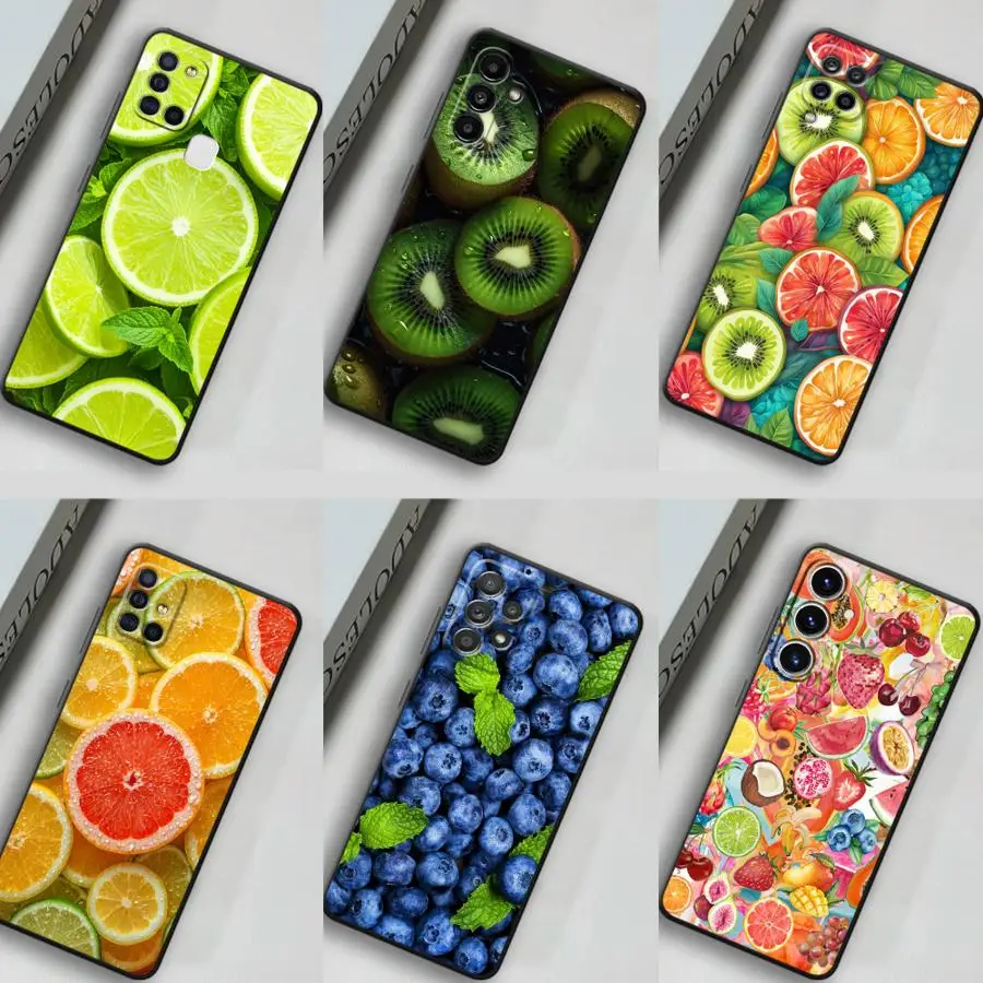 Case for Samsung Galaxy A06 A30s A53 A04 A20s A03 A71 A73 A50 A56 A05 A02s Phone Cover Blueberries Strawberries Kiwis