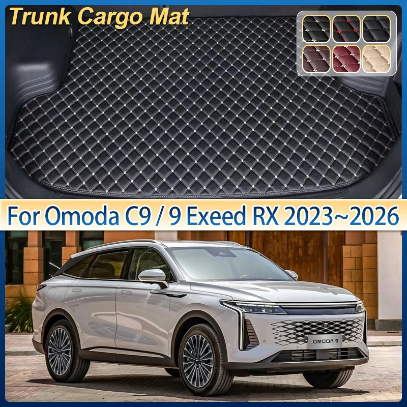 Для Omoda C9 9 Exeed RX 2023 ~ 2026 кожаный коврик для багажника автомобиля, коврик для хранения грузовика, подушка, коврик для багажника, ковер, аксессуары для салона автомобиля
