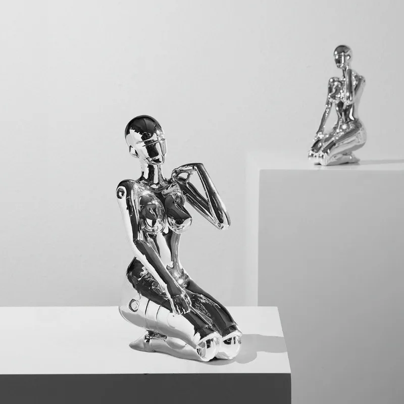 Kneeling Position Figurines Modern Minimalism Figurine Mechanical Style Creative Ornament Luxury Living Room Bedroom Statue