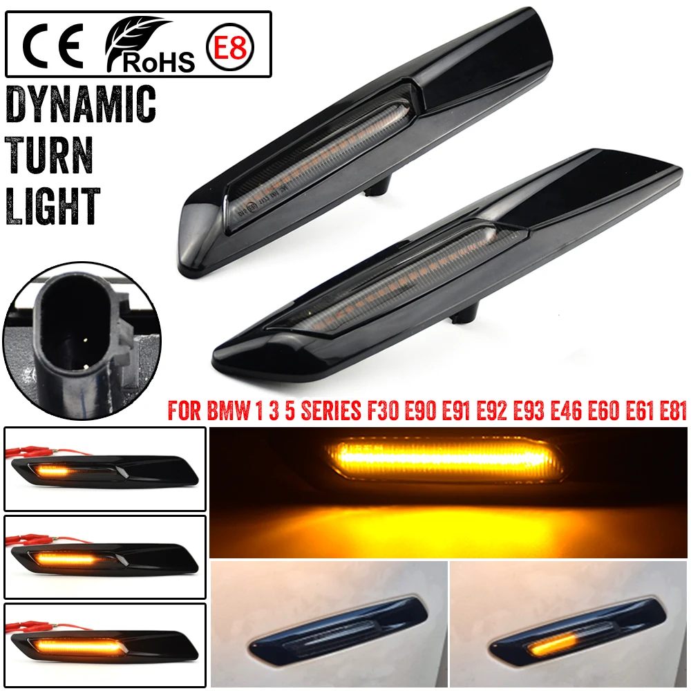 

Fit For 2004-2011 BMW 1series E81/E87 3Door/5Door 2PCS 12V LED Side Marker Lights Dynamic Amber Turn Signal Lamp