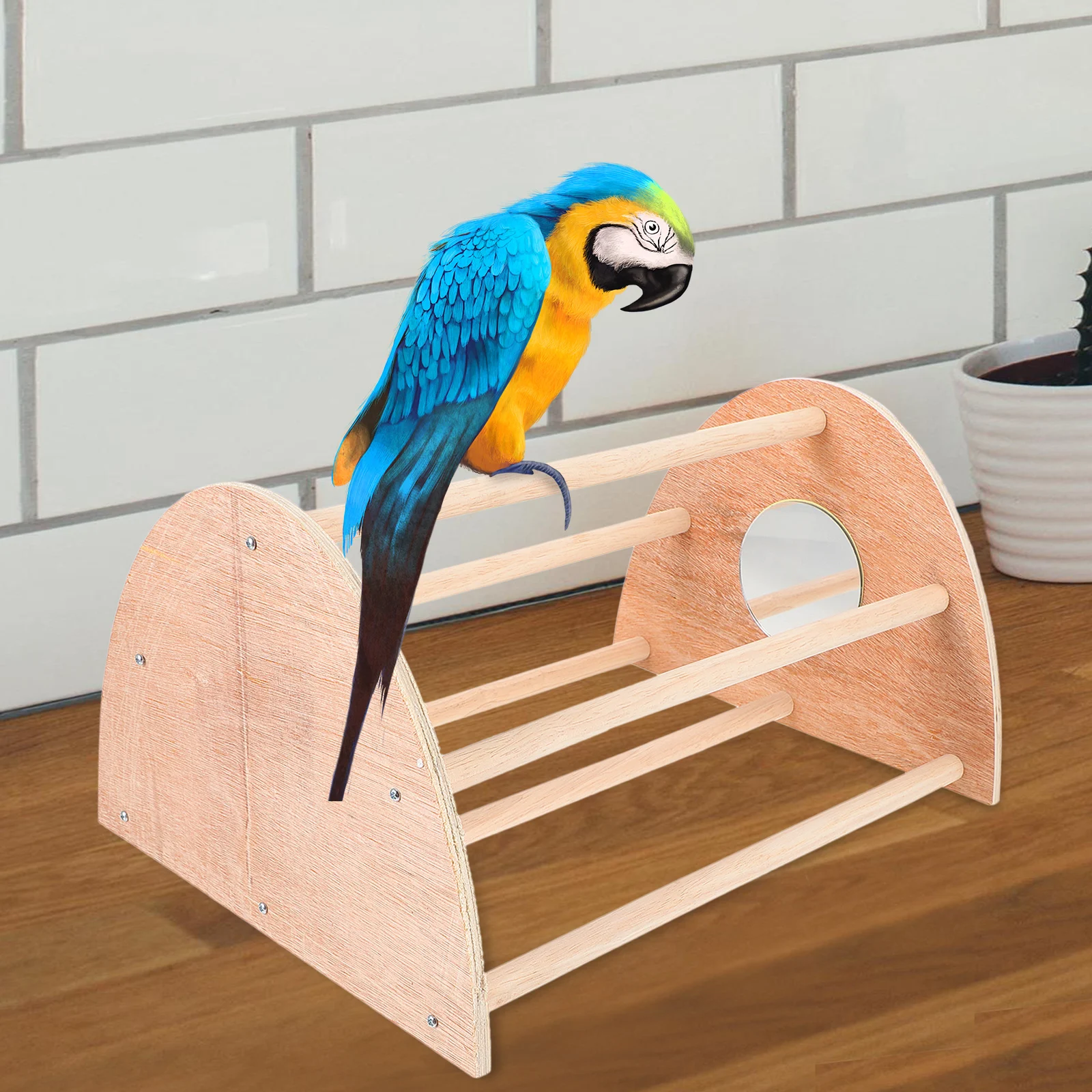

Sturdy Wooden Chicken Perch Stand Natural Bird Training Rack For Parrots Chickens Roosting Plaything Pet Cage Mirror Standing
