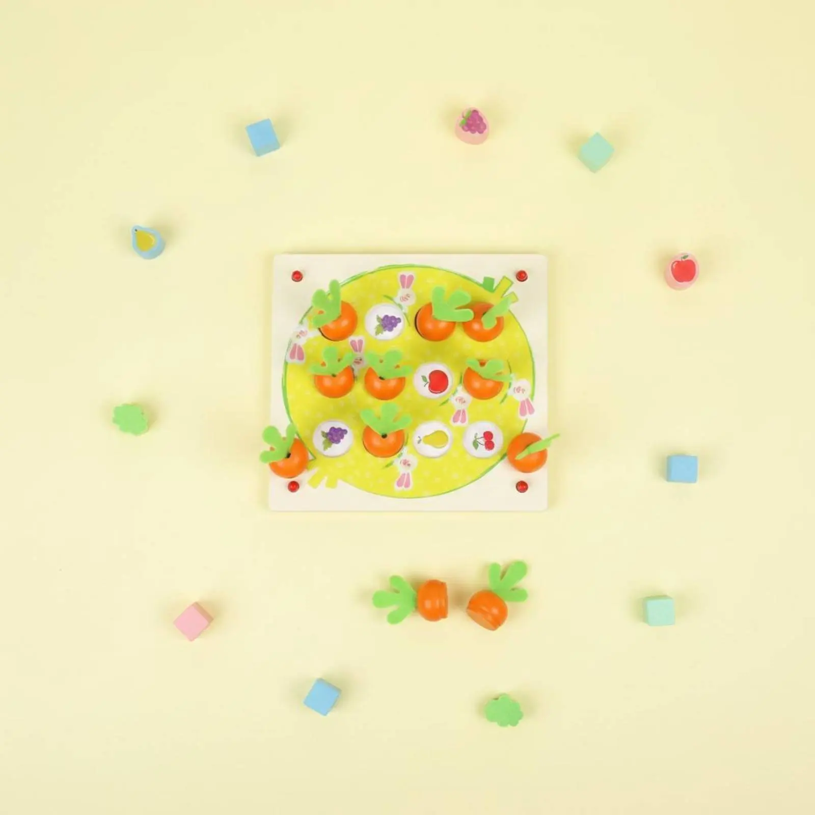 Carrot Game Board Felt Leaves Wooden Matching Board Wooden Matching Game Cognitive Development Learning Toy Easy to Learn