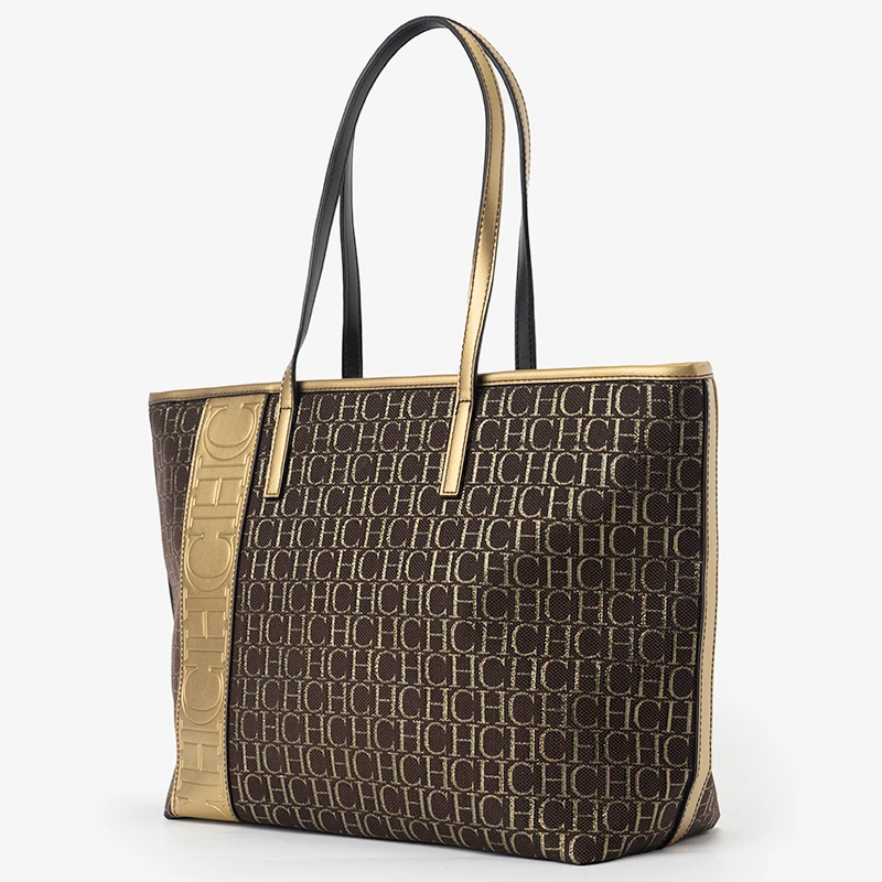 CH Women's Fashion Monogram Tote Bag, Large Capacity Shoulder Handbag, Casual Shopping Bag for Office and Travel image 5