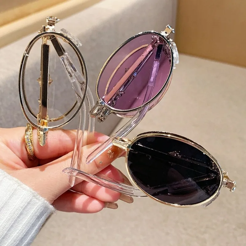 High-end Fashion Folding Luxury Women Sunglasses Street Art Style Outdoor Travel Sunscreen UV400