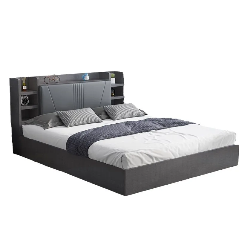 

Air pressure high box storage bed, modern simple double master bedroom storage bed