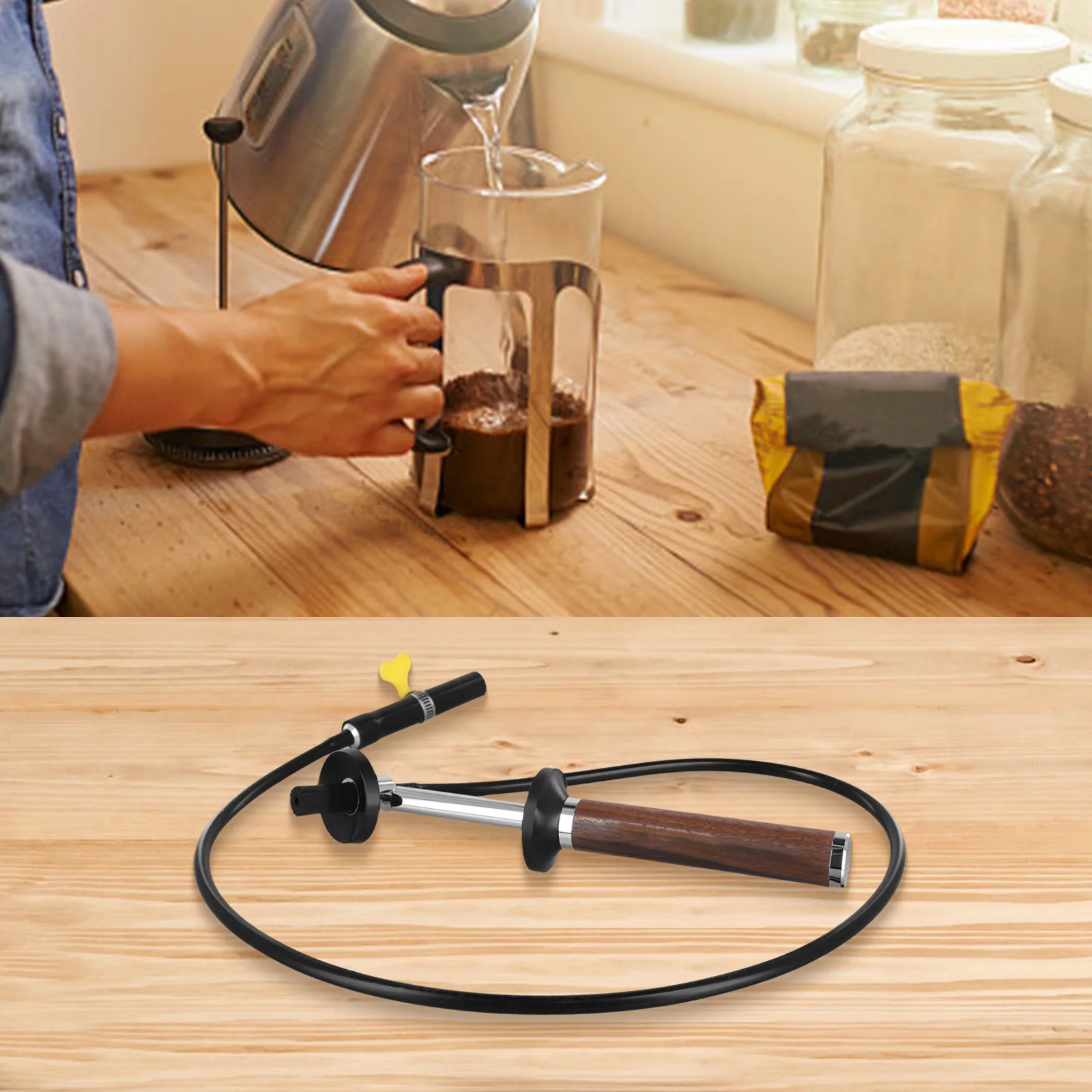 Cleaning Espresso Machine Wood Color Espresso Cleaning Brush Steam Cleaning Brush Solid Wooden Handle Heat Dissipation Device