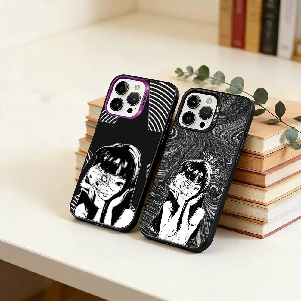 

Movie Horror T-Tomie Phone Case For iPhone 17,16,15,14,13,12,11 Plus,Pro Max,XS,Colored Silver Plated Inside Cover
