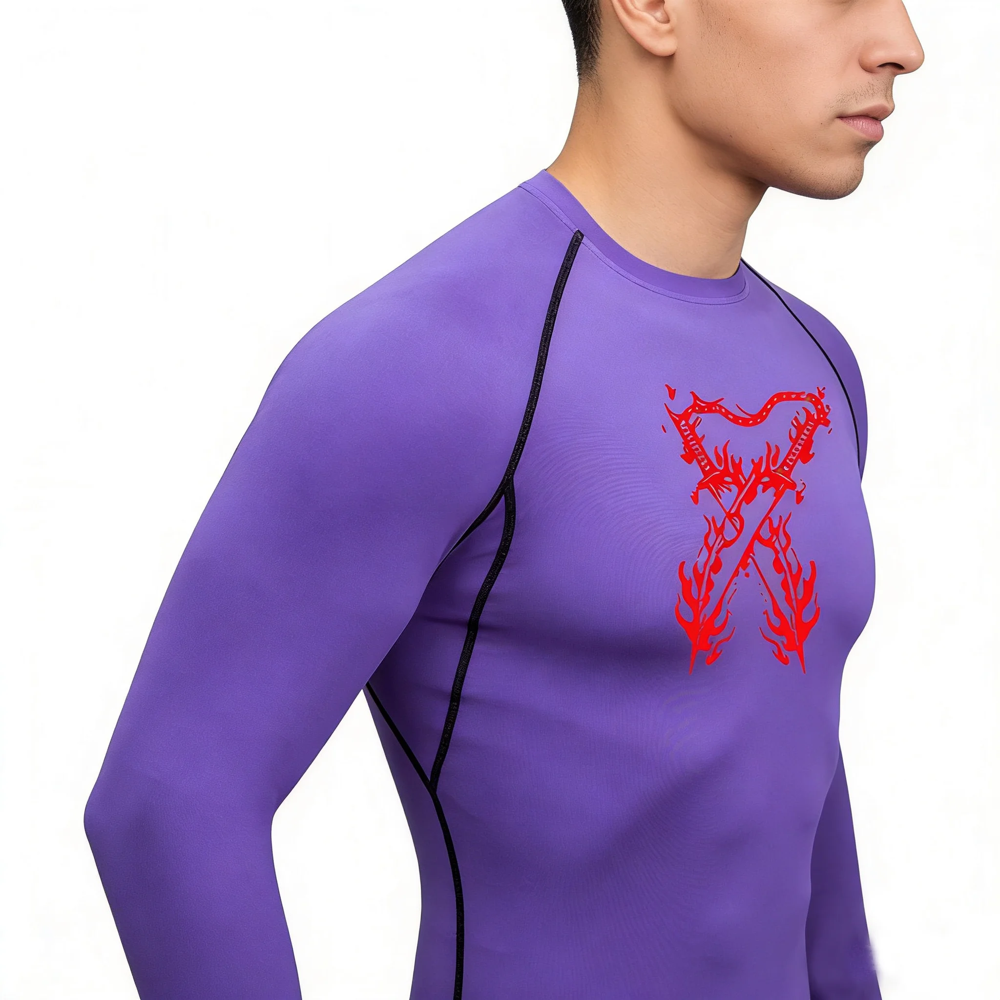 قمصان ضغط جرافيك للرجال، قمصان رياضية سريعة الجفاف قابلة للتمدد، قمصان علوية للتمرين في صالة الألعاب الرياضية والجري، قمصان داخلية للحماية من الطفح الجلدي #4