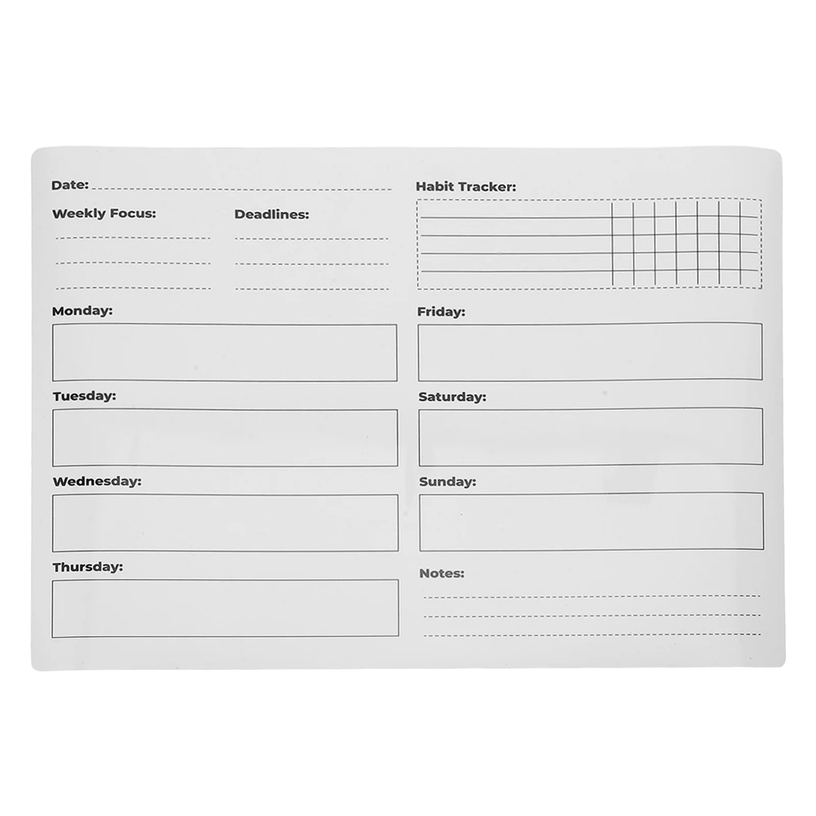 Weekly Dry Erase Whiteboard Sticker Removable Adhesive PVC Planner for Wall Home Schedule Habit Tracker Calendar