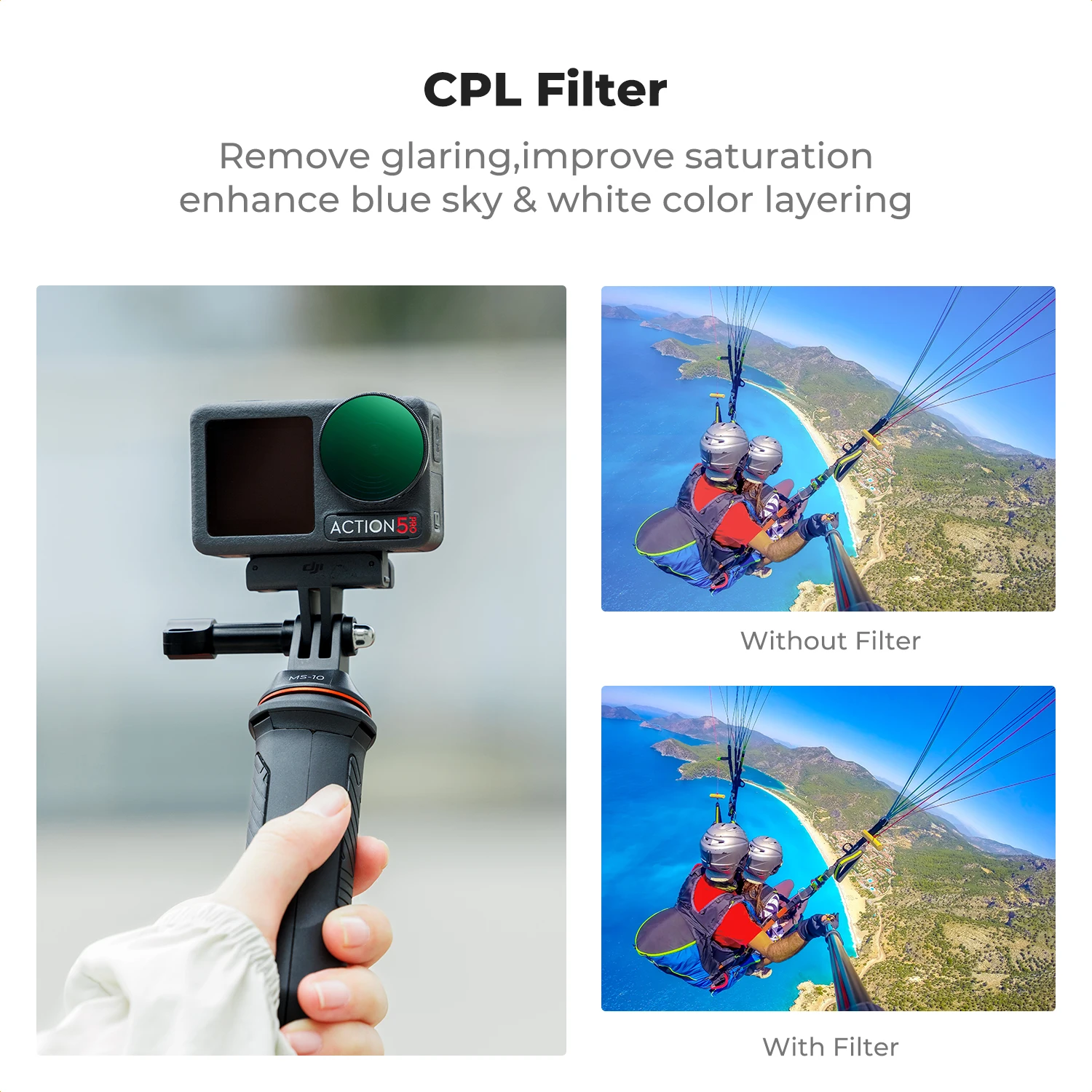 K&F Concept Drone Filter Kit for DJI Osmo Action 5 Pro/Action 4 UV CPL ND8 ND16 ND32 ND64 ND256 Black Mist 1/4 Camera Filter Set