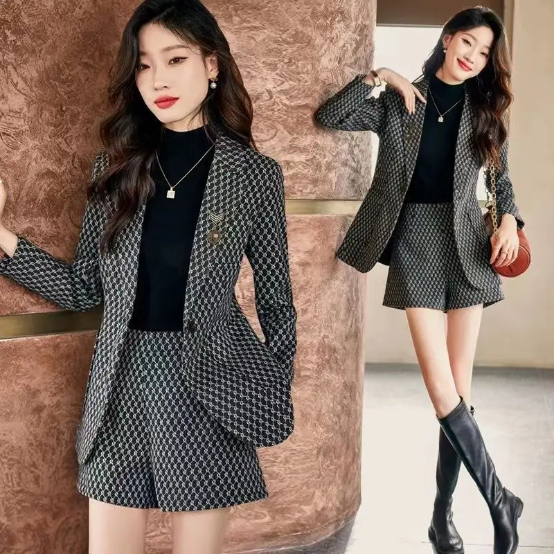 Summer Fashion Blazers and Shorts Suits for Women Korean Style Clothes Elegant Womens Short Pants Set Chic Office 2024 Tailor