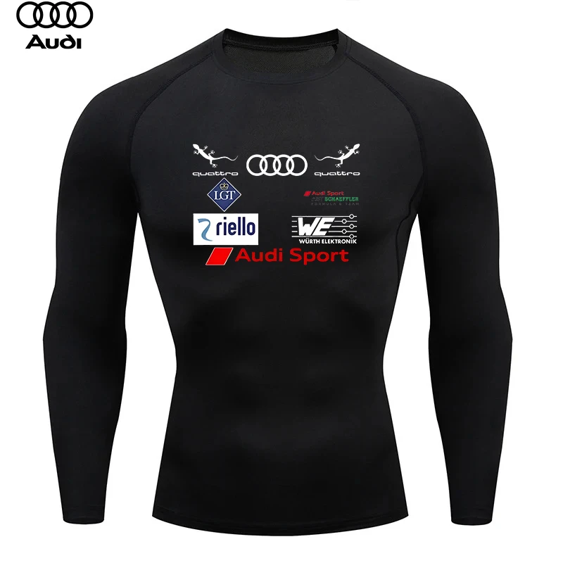 Audi Racing Motorcycle Fitness Clothing - Long-sleeved Tight Underwear - Breathable and Quick-drying - Suitable for both Men and