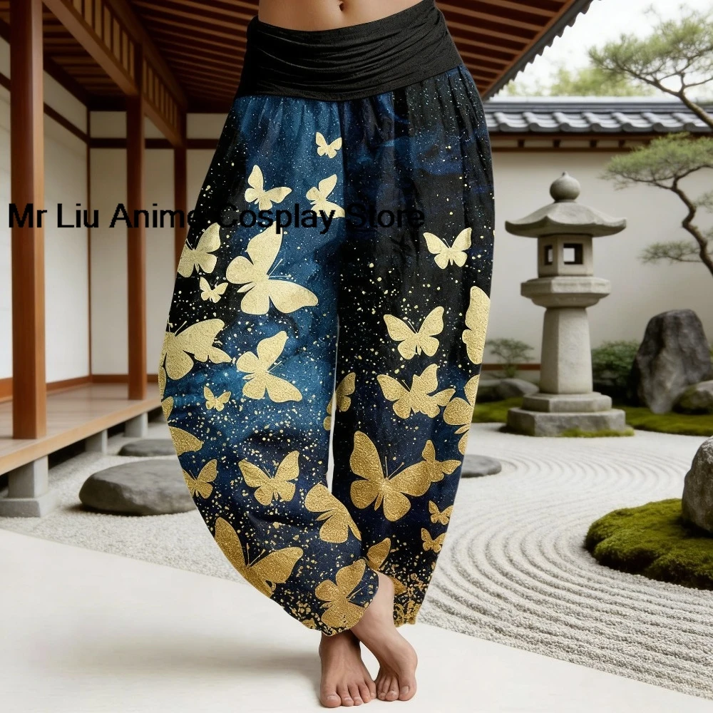 

Women's Koi Fish Galaxy Print Harem Pants Boho Utterfly Galaxy Elastic Waist Casual Yoga Loungewear Soft Fit Trousers