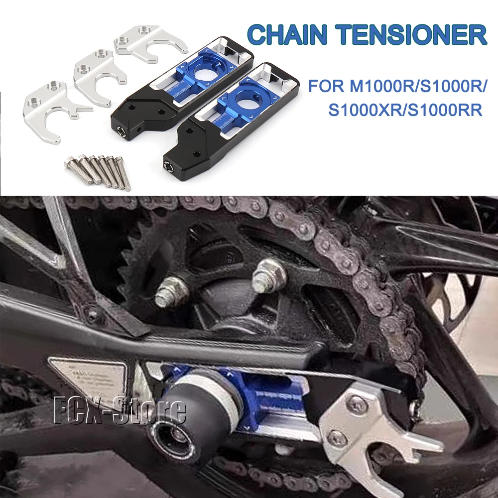 Motorcycle CNC Rear Wheel Chain Adjusters Tensioners With Logo For BMW S1000RR S1000XR S1000R S1000 RR/XR/R M1000R M 1000 R