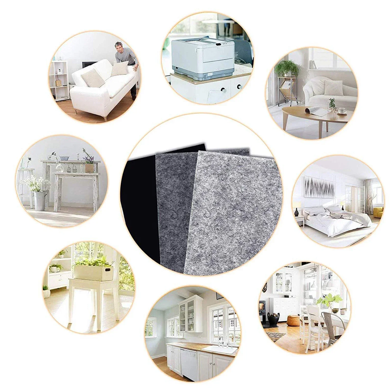 Backed Adhesive Felt Strip Furniture Protection Mat Protective Table and Chair Foot Mat Anti Slip and Sound Insulation Felt Roll