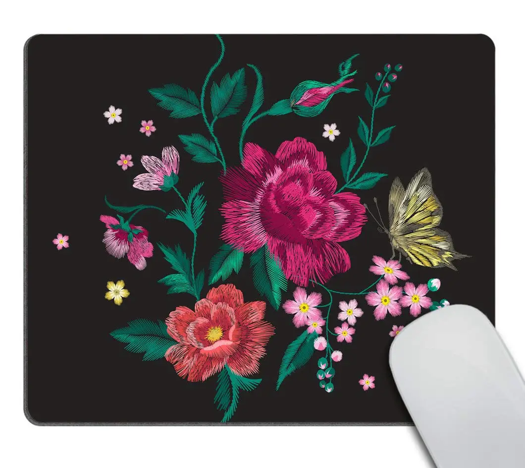 

High Quality Retro Flower Plants Printing Lock Edge Mousepad Gamer Mouse Mat Keyboard Mats Desk Pad 30x25cm For Computer