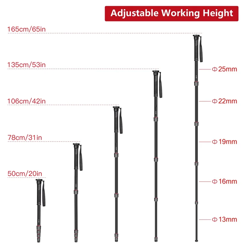 

New-E222 Camera Mount Adapter Aluminium Monopod Photography Walking Stick Lightweight For Canon Sony Video Camera