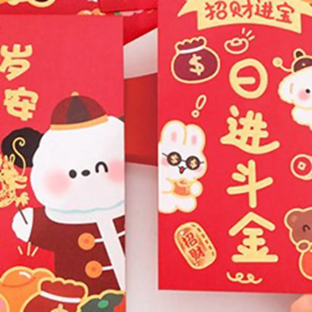 5 stks/set Cartoon Draak Jaar Rode Envelop Leuke 3D Ontwerp Nieuwjaar Rood Pakket Hot Stamping Cartoon Envelop Tas kinderen Gift