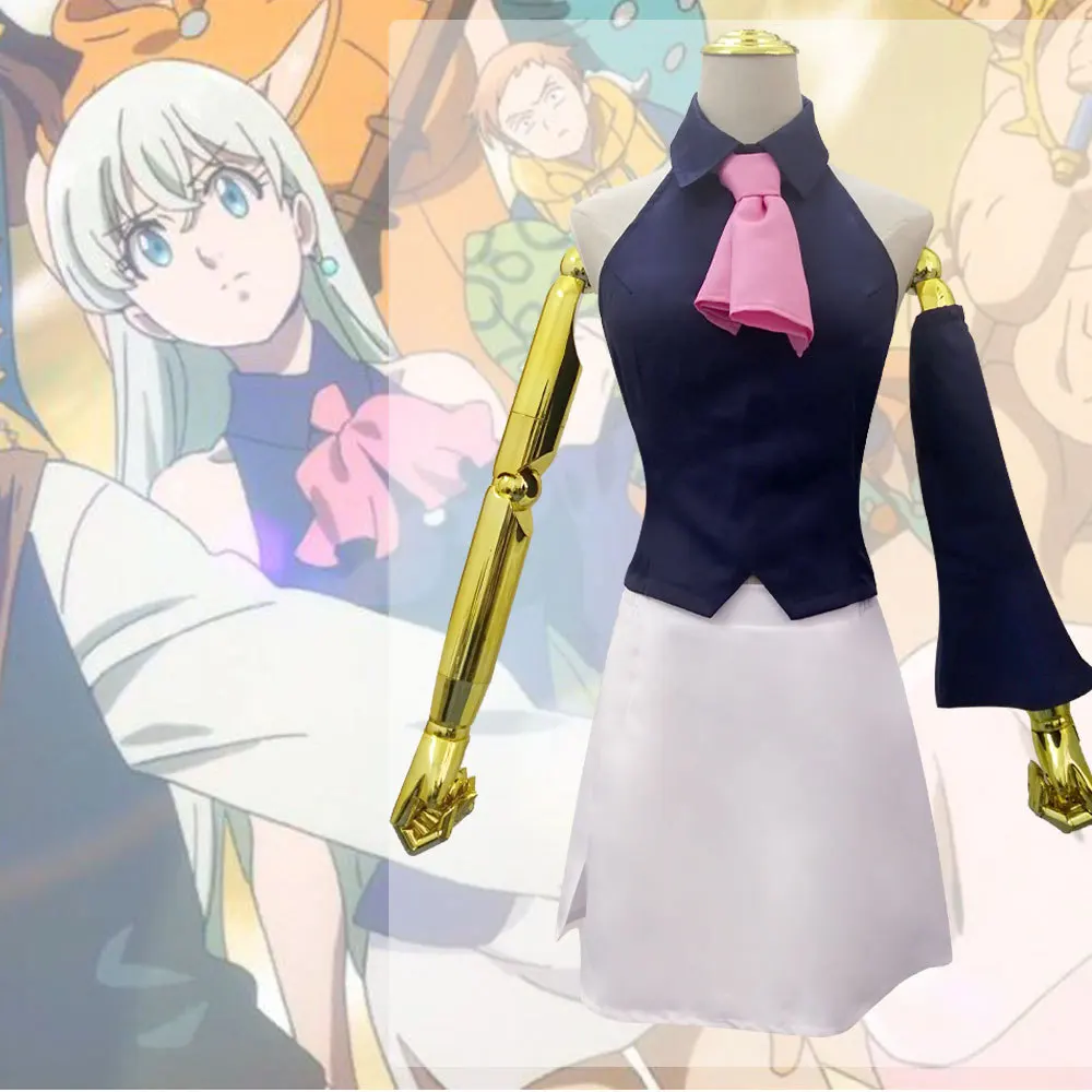 Seven Deadly Sins Seven Deadly Sins Heroine Elizabeth Cos Damen-Kurzrock Vierteiliges Cosplay-Kostüm