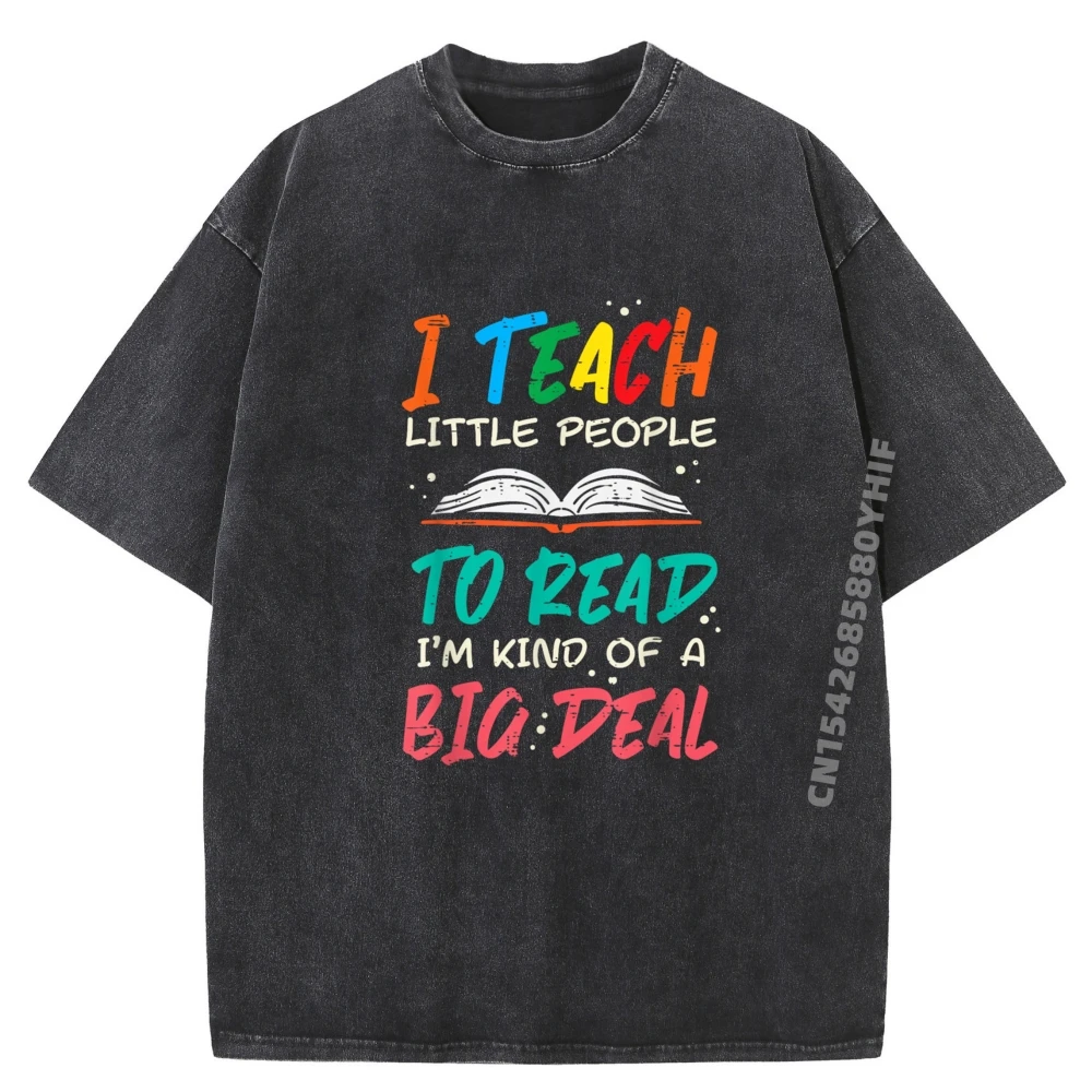

I Teach Little People To Read Book Teacher Men Fall Clothes Aesthetic Men's Printed T-Shirts Normal Washed Clothes
