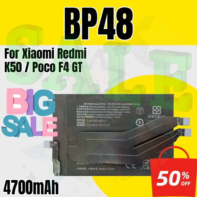

4700mAh BP48 Battery for Xiaomi Redmi K50 / Poco F4 GT Battery Batteries Mobile Phone Batteries
