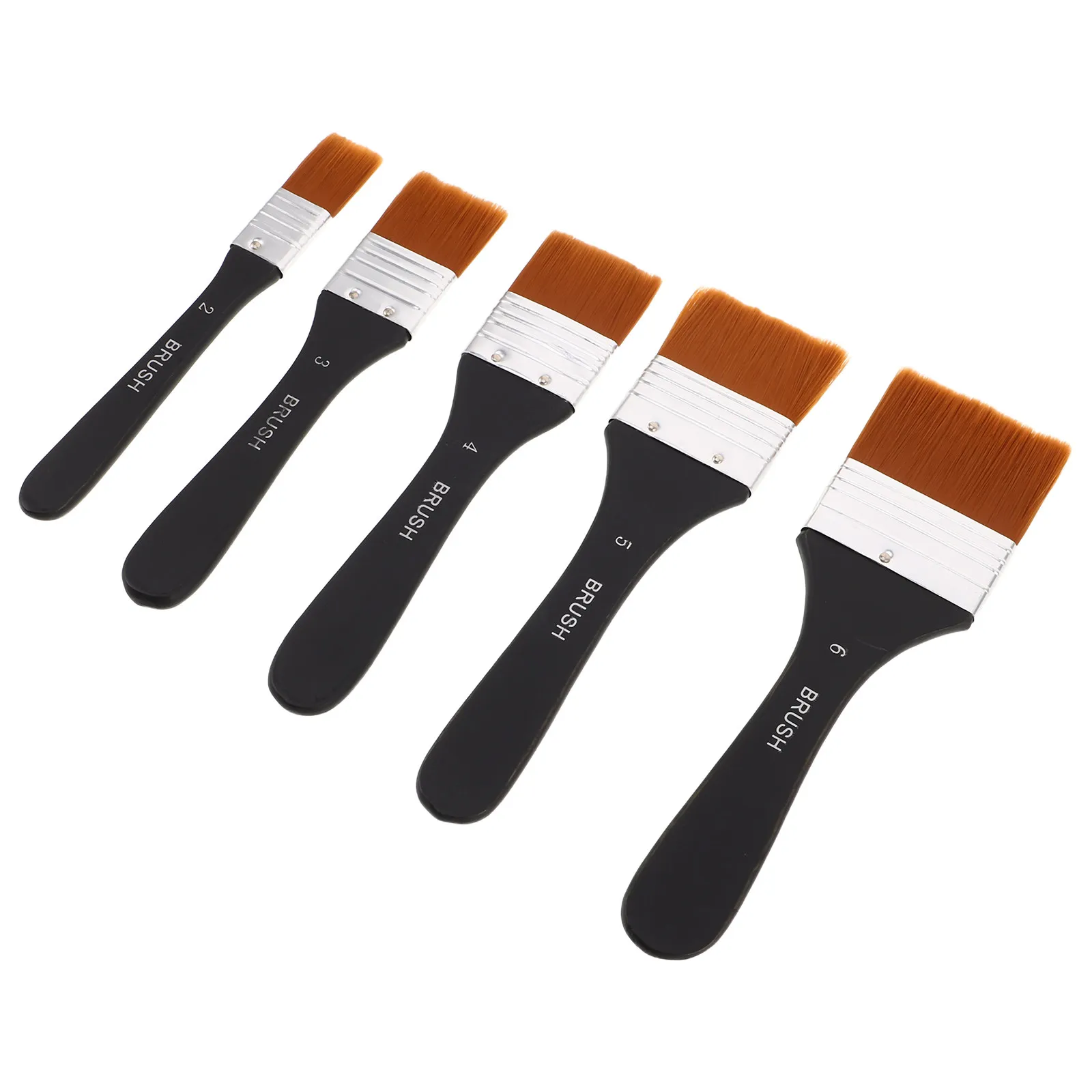 

5Pcs Flat Nylon Paint Brushes Wood Handle Ideal for Acrylic Oil Watercolor Canvas Painting Artist Craft Painting Brush Set