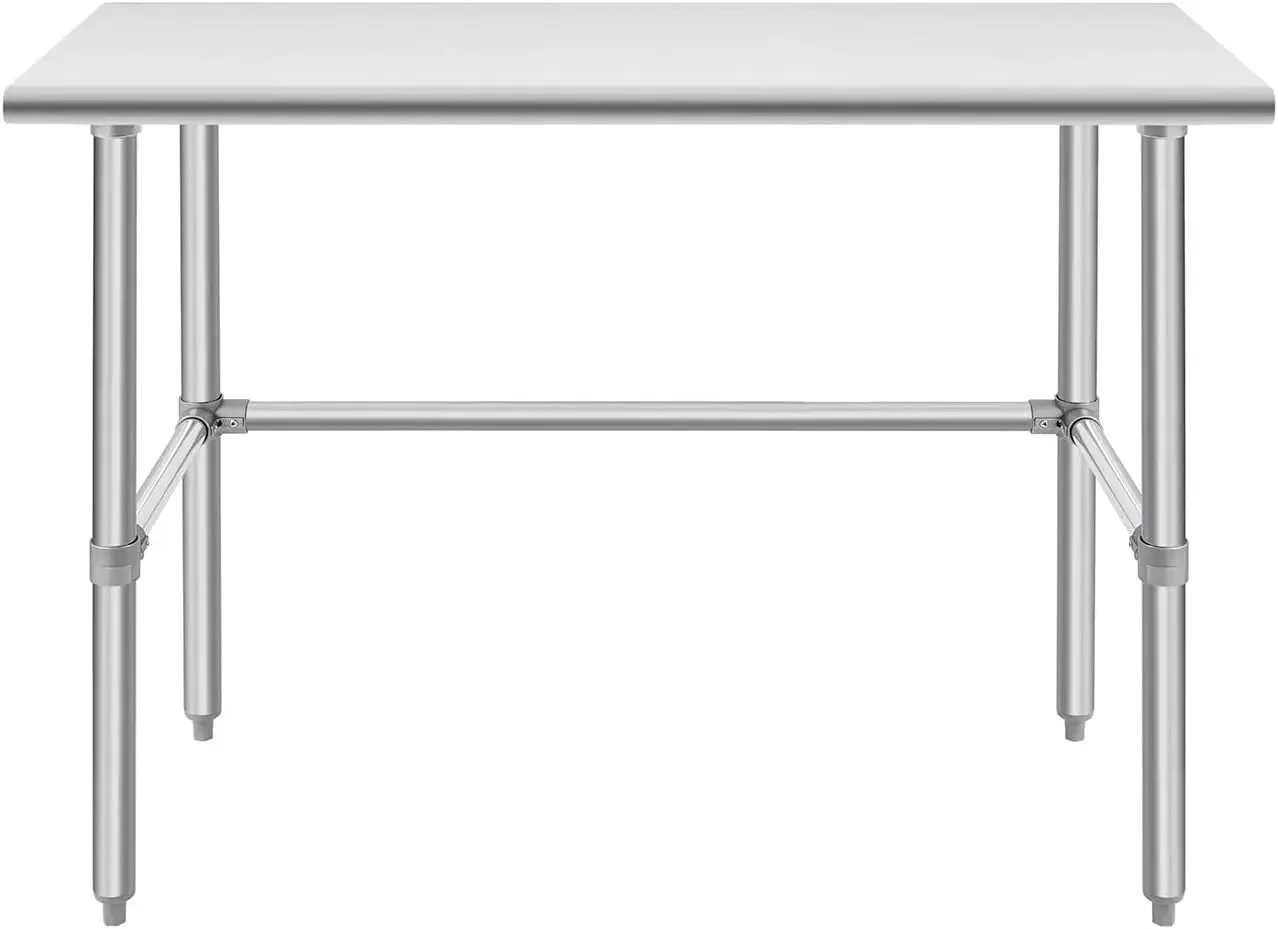 Open Base Stainless Steel Table 24 x 48 Inches, Commercial Heavy Duty Prep & Work Table with Galvanized Legs for Restant