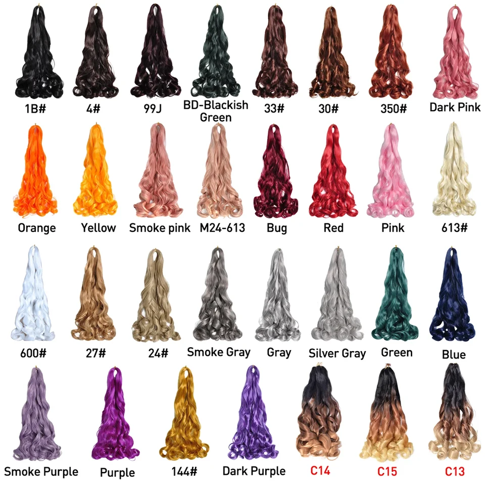 Extensiones de cabello para trenzas French Curls, rizos españoles, onda suelta, rizos en espiral, alta temperatura para mujeres negras 3
