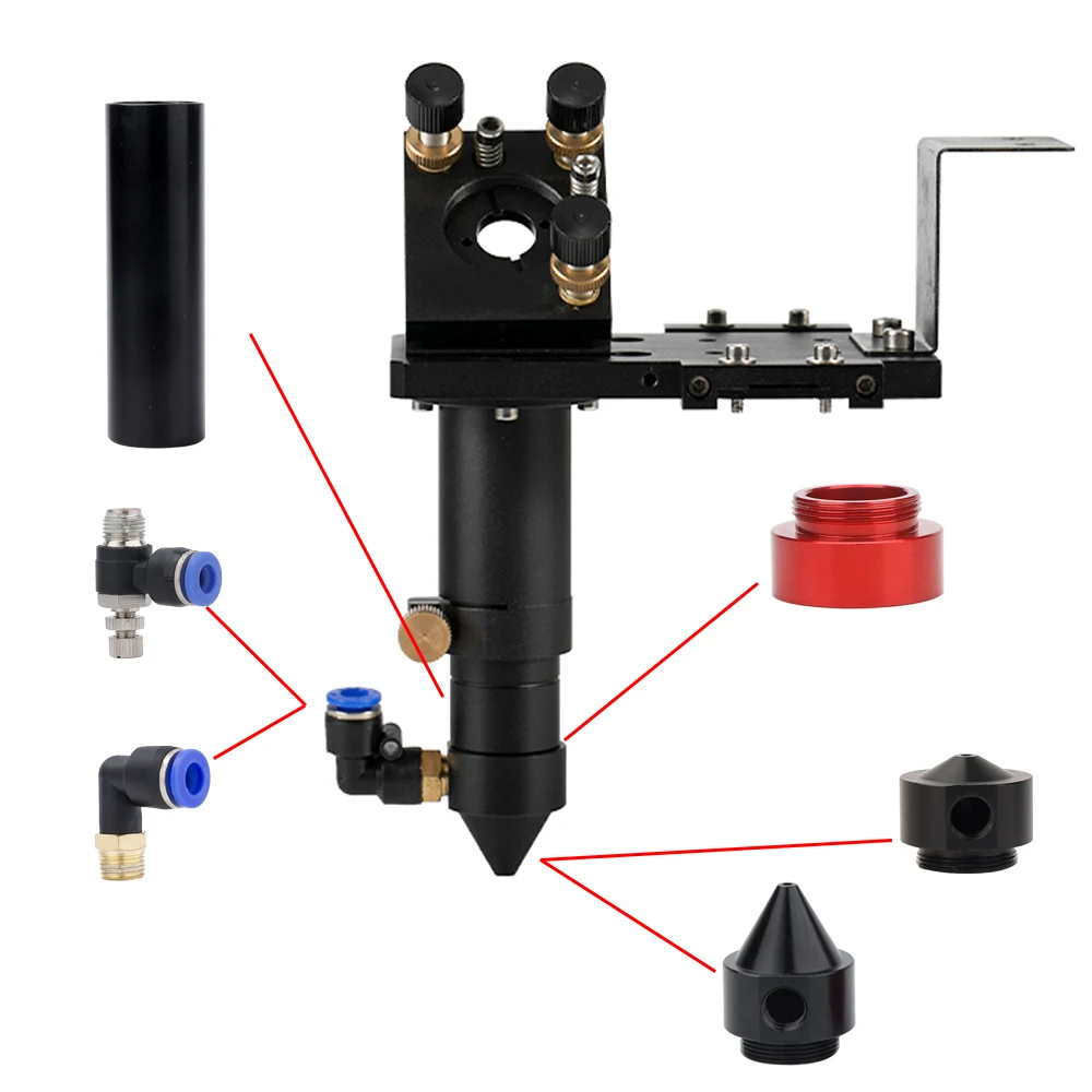 CO2 Laser Head Lens Tube Nozzle Outer Diameter 25mm Air Nozzle Dia.20 FL 38.1/50.8/63.5/101.6mm for CO2 Laser Engraving Machine