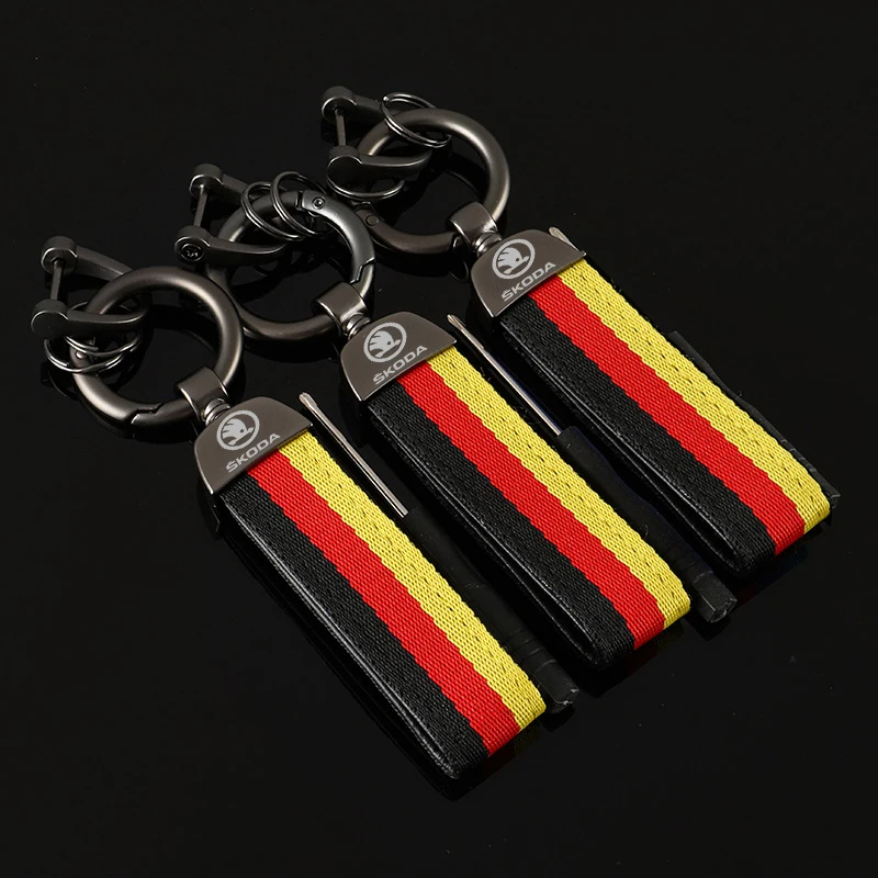 1Pcs Car Keychain Nylon Lanyard Keyring Key Chain for Skoda Kodiaq Octavia 2 3 Yeti Karoq Rapid Fabia Scala A5 Keys Accessories