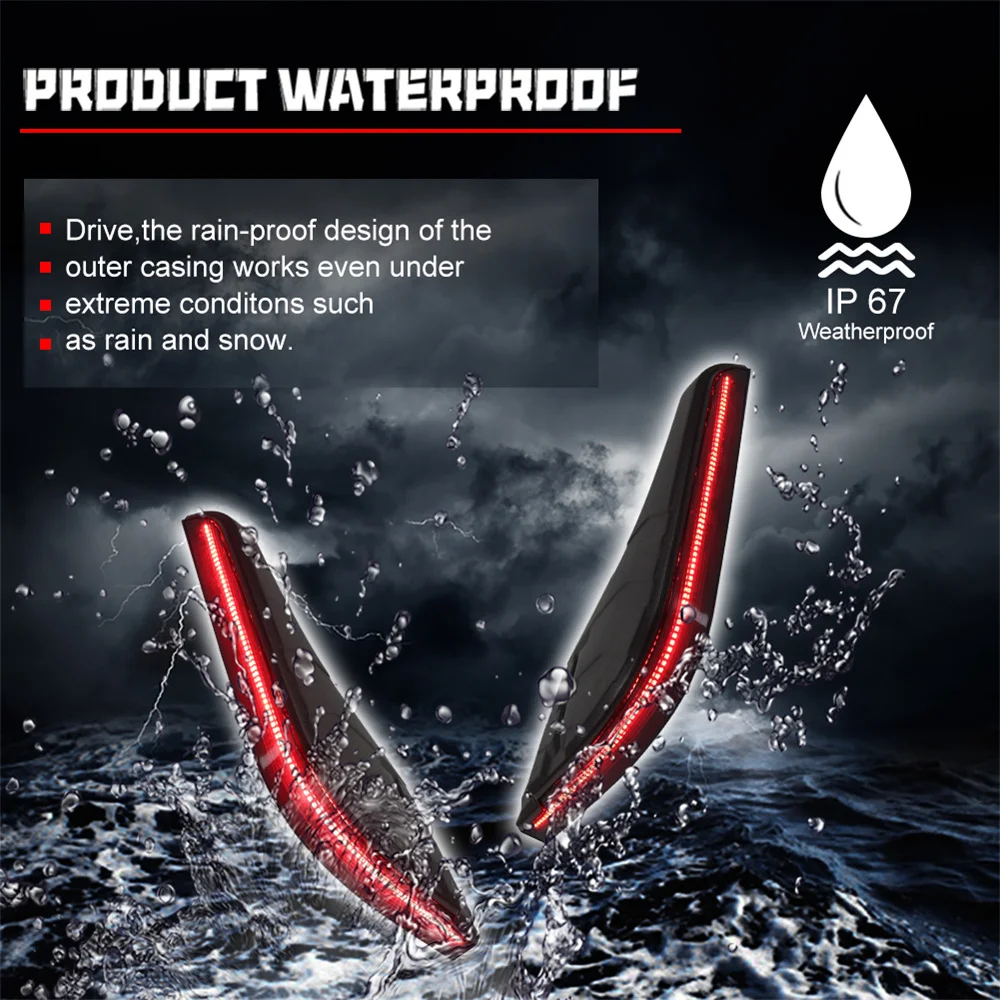 Gtinthebox Red LED Car Rear Bumper Step Pad Tail Brake Lights w/ Sequential Turn Signal Lights kit For Toyota Tundra 2007-2013