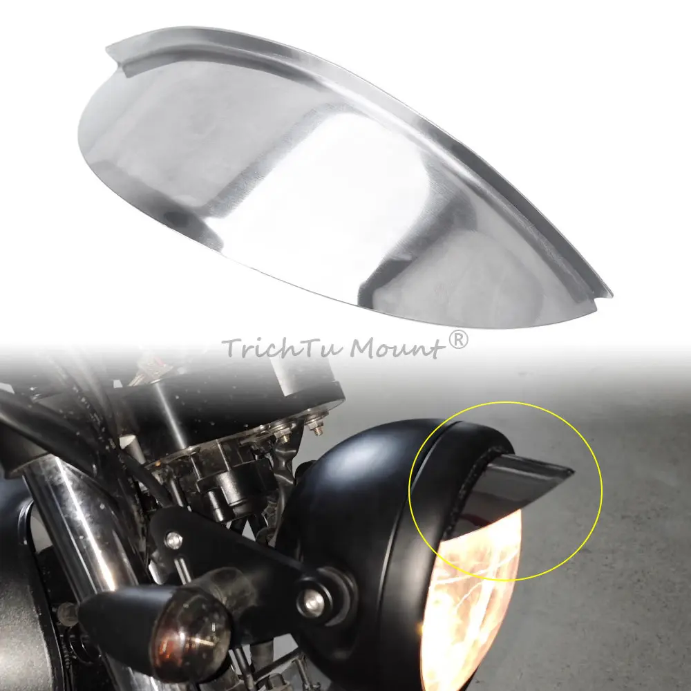 7 Inch Universal Chrome Motorcycle Headlight Visor - Stainless Steel Sun Shield for Honda VT1100/Suzuki VL800/Yamaha V-Star