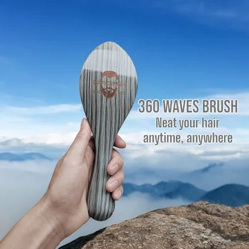 Gracemen 360°波浪形男士鬍鬚刷,灰色木柄,優質中等柔軟度,100%猪鬃毛造型刷 8 最佳銷售 波浪刷 - №8