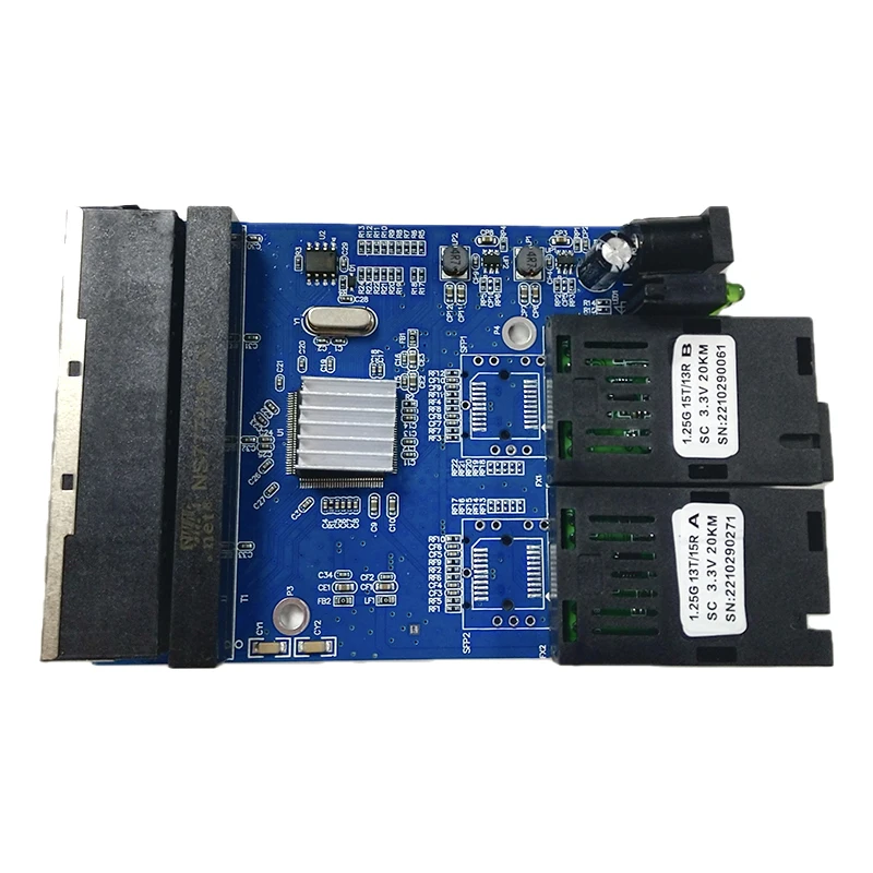 Placa de PCBA de modo único, 2F4E, 4 RJ45 y 2 puertos de fibra SC, interruptor de fibra Gigabit, 1,25G, placa 4RJ45, UTP 2, SC, Ethernet