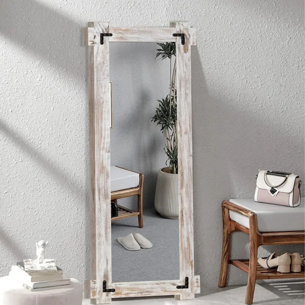 Volledige lengte spiegel, vloerspiegel met houten frame, decoratieve staande leunende hangende wandgemonteerde spiegel, grote dressingspiegel |