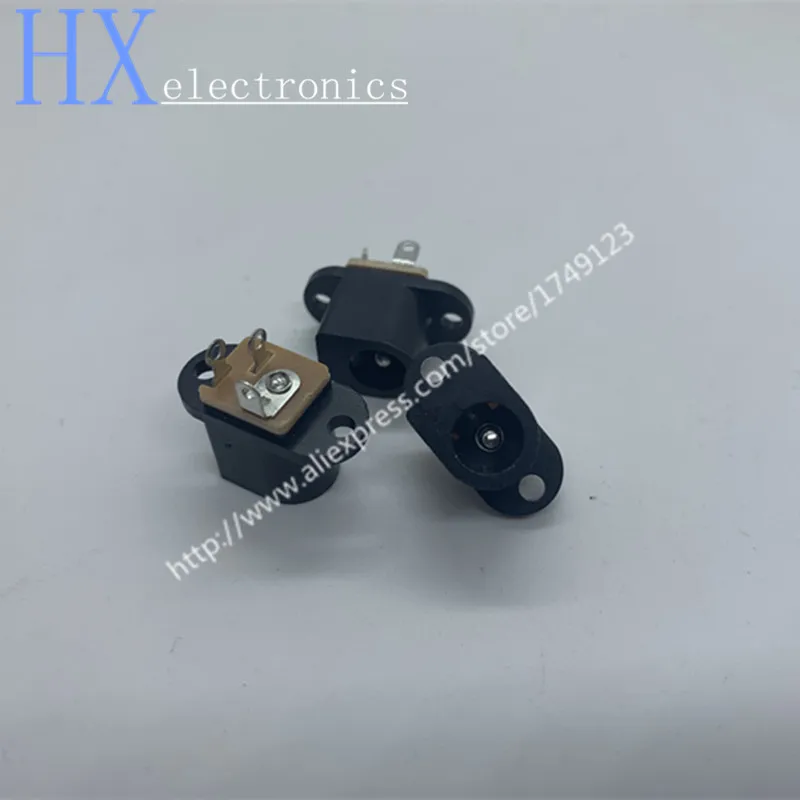 200PCS DC017 053 Inner Diameter 5.5mm Needle 2.1mm DC-017 Power Socket With Ear Screws Holes