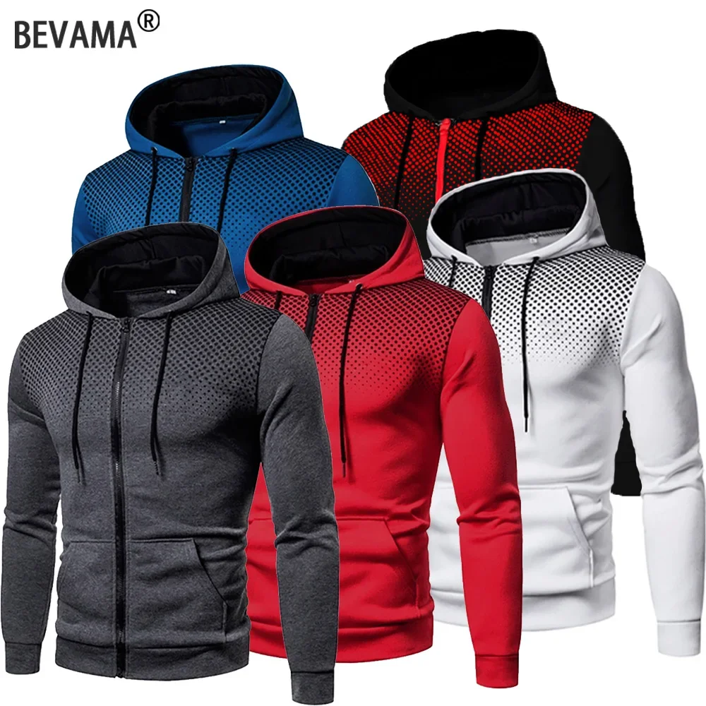 

Spring Autumn Men's Zip Up Hoodie Jackets Pocket Long Sleeve Hooded Sweatshirt Sport Outdoor Casual Slim Fit Coat Men Clothing