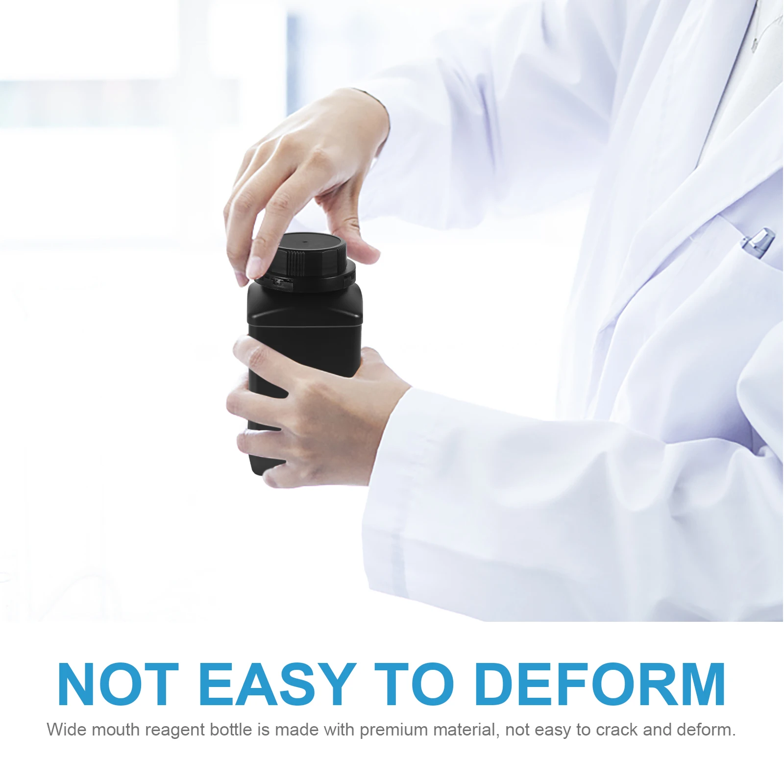 

2pcs 1000ml Black Wide Mouth Reagent Bottles with Inner Cap for Chemical Solids Laboratory Bottle Sample Sealing Vial Teaching