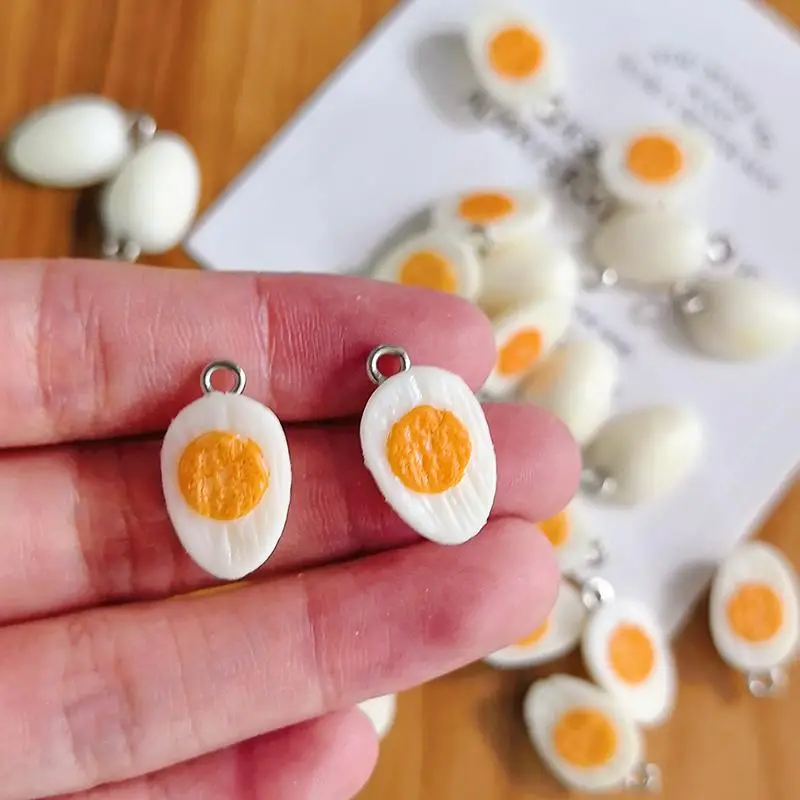 10/30pcs PVC Mini Half Egg Miniature Food Charms Funny Cute Bracelet Earring Pendant DIY Jewelry Accessory