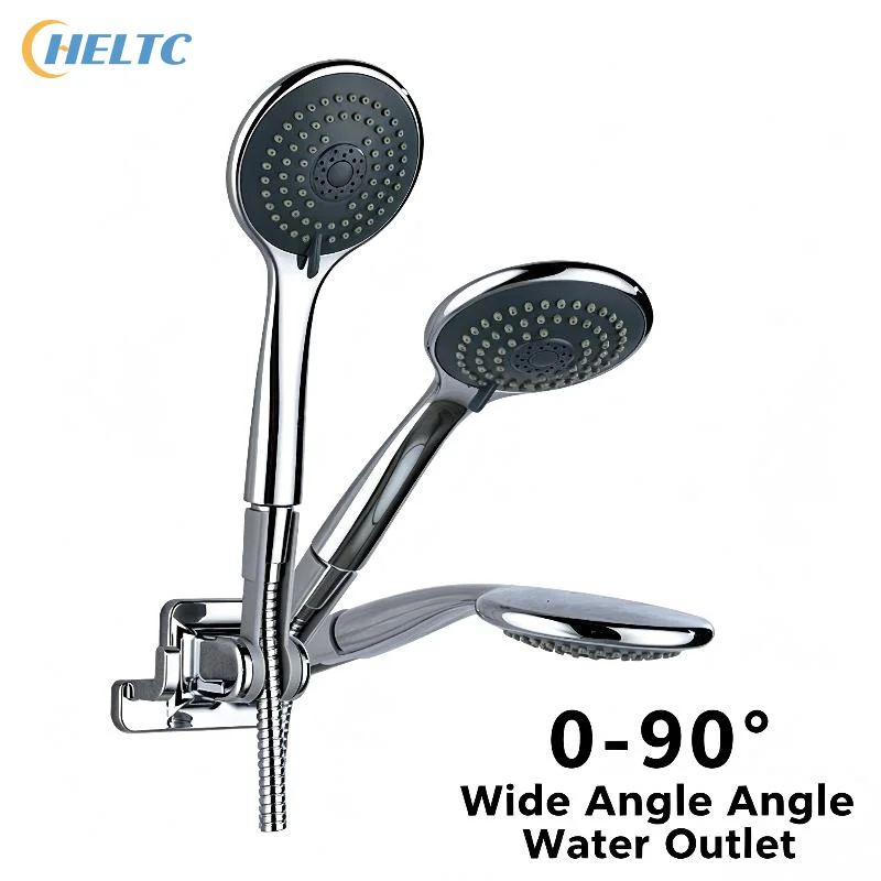 Shower Head Holder 90 Degree Rotatable Adhesive No Drilling Bathroom Wall Mount No Punching Large Rotating Shower Seat