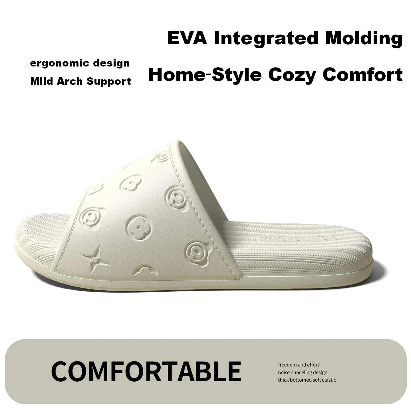 Women Fashion Embossed Floral Star Slides EVA Open‑Toe House Slippers Soft Lightweight Indoor Outdoor Casual Sandals